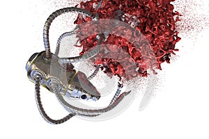 Nanobot attacking cancer cell, nanotechnology medical concept