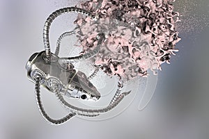 Nanobot attacking cancer cell, nanotechnology medical concept