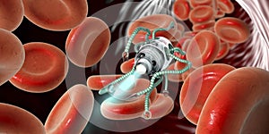 Nanobot in blood, nanotechnology medical concept