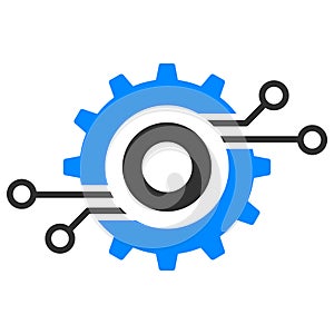 Nanobot Circuit Wheel Raster Icon Flat Illustration