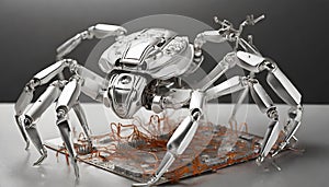 Nanobot, micro-robotics. Miniature robot repairing technology. AI generated.