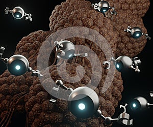 nanobots is detecting and attacking cancer or tumor cells