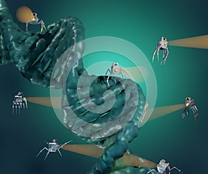 nanobots are fixing DNA strands. gene modify therapy