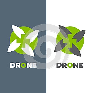 Nanocopter leaf vector icon. Style is flat symbol logo, eco green color, rounded angles, white and green background. photo