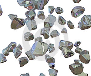Nanodiamonds, or diamond nanoparticles, 3D illustration. Diamonds with a size below 1 micrometre