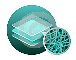 Nanofiber icon - textile fibers in isometric