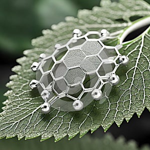 Plant nanobionics . Nano structures on surface of leaf. AI Generated Image photo