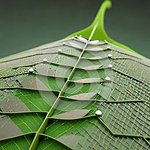 Plant nanobionics . Nano structures on surface of leaf. AI Generated Image photo
