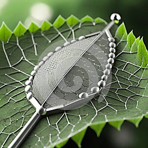 Plant nanobionics . Nano structures on surface of leaf. AI Generated Image photo