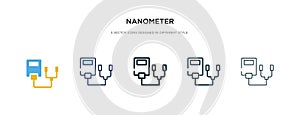 Nanometer icon in different style vector illustration. two colored and black nanometer vector icons designed in filled, outline, photo