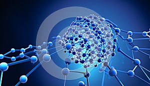 nanoparticle structure on blue background in blue design suitable for cover