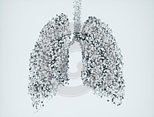 Nanoparticles in the lungs on white background - 3D Rendering