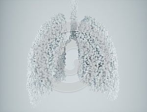 Nanoparticles in the lungs on white background - 3D Rendering