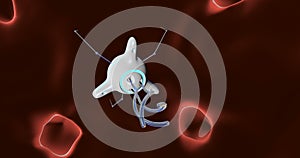 The nanorobot catches and destroys the virus. 3D render.