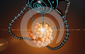 Nanorobot fertilizes the cell egg. Medical concept anatomical future