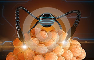 Nanorobot fertilizes the cell egg. Medical concept anatomical future