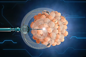 Nanorobot fertilizes the cell egg. Medical concept anatomical future