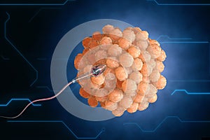 Nanorobot fertilizes the cell egg. Medical concept anatomical future