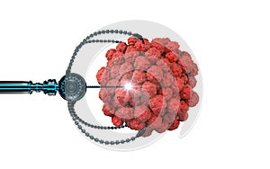 Nanorobot and virus, bacteria, microbe. Medical concept anatomical future. Human anatomy, inside organism view