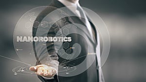 Nanorobotics with hologram businessman concept