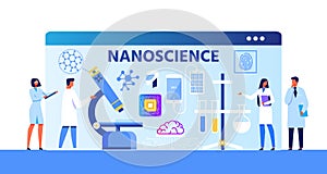 Nanoscience Advertising Metaphor Cartoon Banner