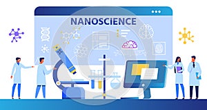 Nanoscience Cartoon Composition with Scientists
