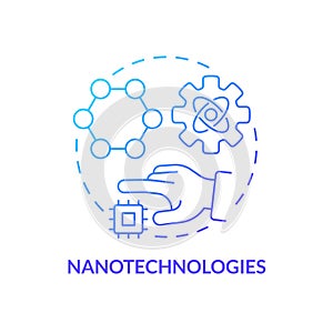 Nanotechnologies blue gradient concept icon