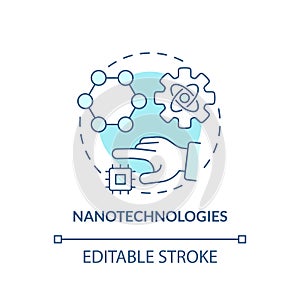 Nanotechnologies turquoise concept icon