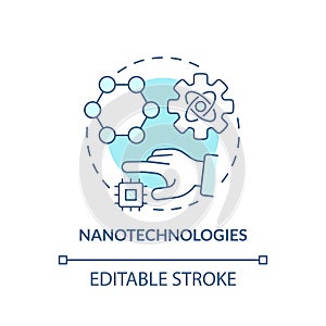 Nanotechnologies turquoise concept icon photo