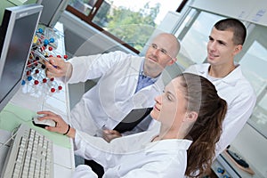 Nanotechnology interns in laboratory