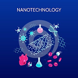 Nanotechnology Isometric Color Background