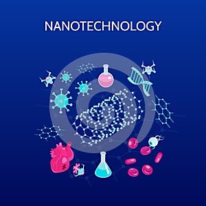 Nanotechnology Isometric Color Background photo