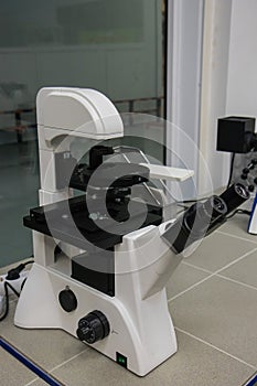 Nanotechnology Laboratory Microscope. Scientific and healthcare research background.