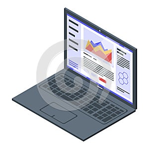 Nanotechnology laptop icon, isometric style