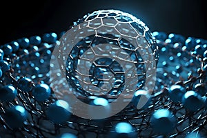 Nanotechnology microchip chip board processor. Futuristic computing technology of nano electronic device macro shot.