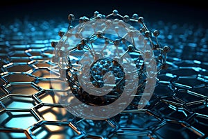 Nanotechnology microchip chip board processor. Futuristic computing technology of nano electronic device macro shot.