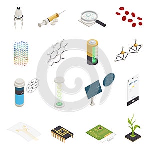 Nanotechnology Nanoscience Isometric Elements Collection