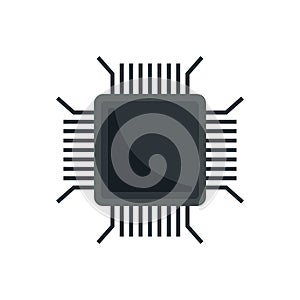 Nanotechnology pc microchip icon flat isolated vector