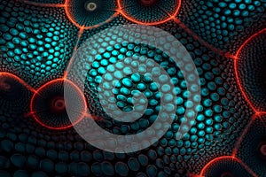 Nanotechnology structure of hexagonal nano material. Macro abstract futuristic network of neurons and neural networking.