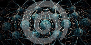 Nanotechnology structure of hexagonal nano material. Macro abstract futuristic network of neurons and neural networking.