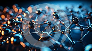 Nanotechnology Structure with Spherical Molecules on a Hexagonal Grid Representing Advanced Scientific Research and Molecular