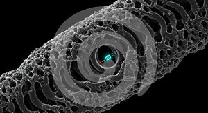 Nanotechnology switch inside a porous biomaterial