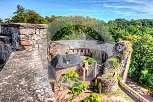 Nanstein Castle courtyard and stone walls