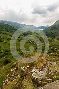 The Nant Gwynant Pass, mountain valley in Wales photo