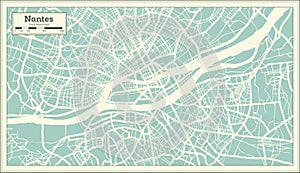 Nantes France City Map in Retro Style. Outline Map photo