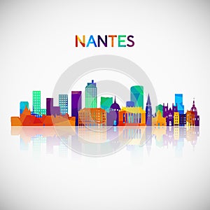 Nantes skyline silhouette in colorful geometric style.