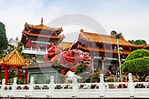 Nantou, Taiwan - November 21, 2015: Tourist visited the beautiful of Sun Moon Lake Wen Wu Temple nearby Sun Moon Lake in Yuchi To