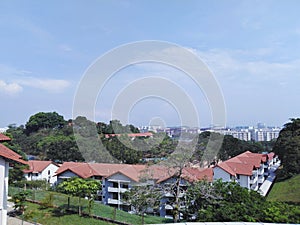 Student dormitories with orange roofsin Singapore