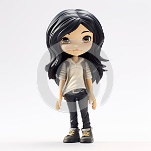 Naomi Toy Figurine: Stylistic Manga Girl With Long Jet Black Hair
