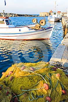 Naoussa fishing port before sunset, Paros Island, Greece